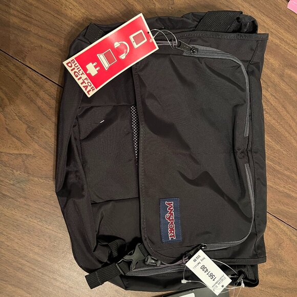 Jansport Tasker Black Messenger Bag Computer Bag Crossbody NEW Without Tags - Picture 2 of 12